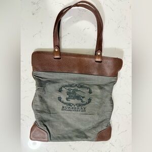 Burberry Canvas & Leather Tote | Heritage Logo | Made in Italy